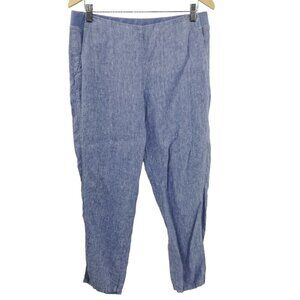 J Jill Love Linen Blue Pull On Tapered Ankle Pants Size M Pockets Lightweight